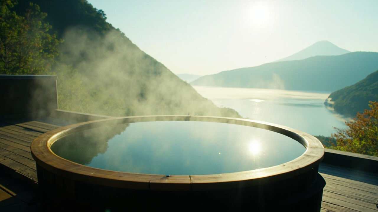 Hakone onsen with Mount Fuji view
