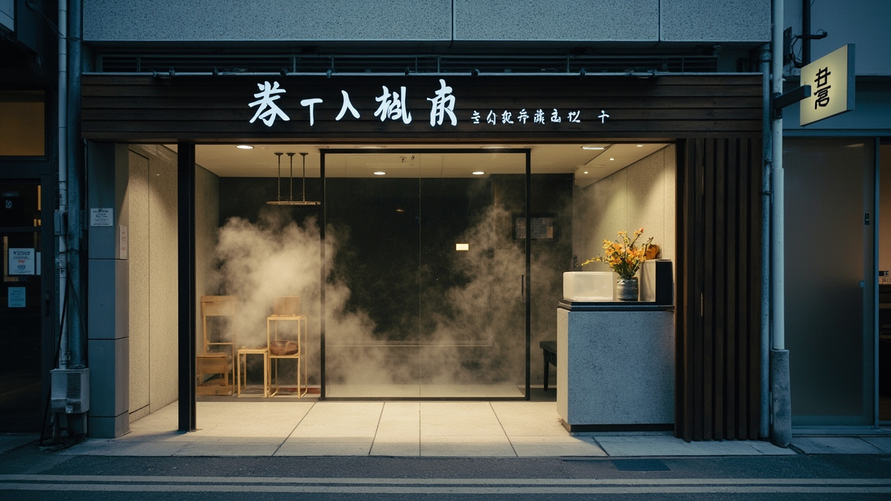 Modern Tokyo sento entrance